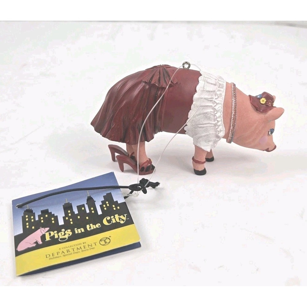 Dept 56 Pigs in the City Dressed to the Swines Pig Christmas Ornament 2005 NWT